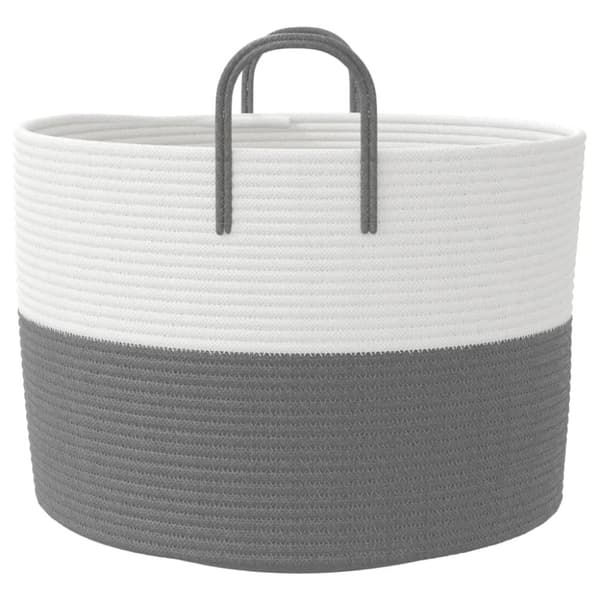 opbevaringskurv Ø51x33 cm bomuld grå og hvid