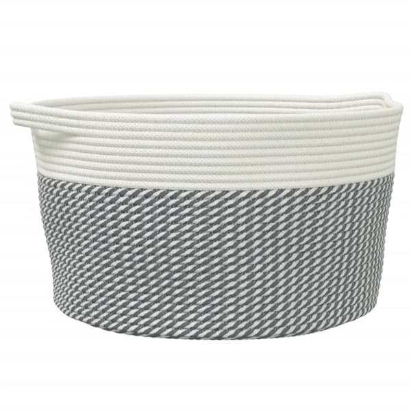 opbevaringskurv Ø40x25 cm bomuld grå og hvid