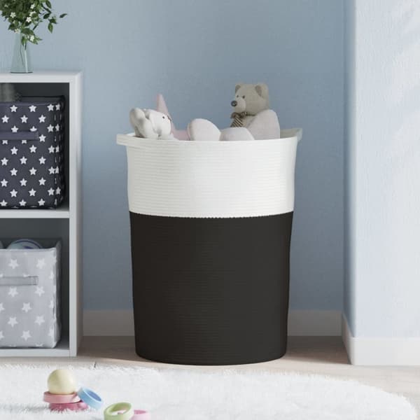 opbevaringskurv Ø49x65 cm bomuld sort og hvid