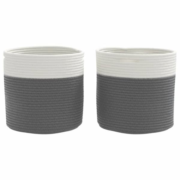 opbevaringskurve 2 stk. Ø28x28 cm bomuld grå og hvid