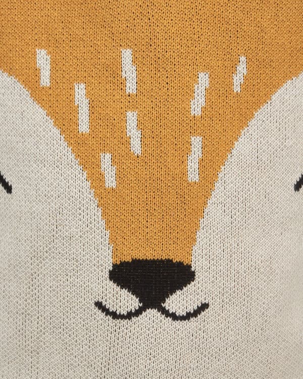 Kurv Beige Orange Bomuld H 40 cm Rund Opbevaringskurv Ræv Design med Hank til Legetøj Børneværelse