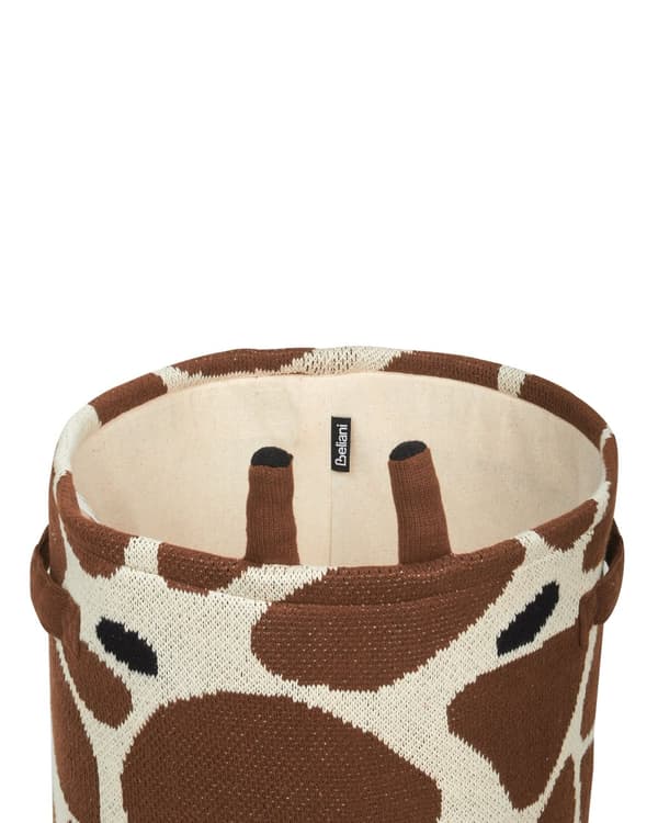 Kurve Beige Brun Bomuld Sæt af 2 Runde Opbevaringskurve med Giraffer Design med Hank til Legetøj Børneværelse
