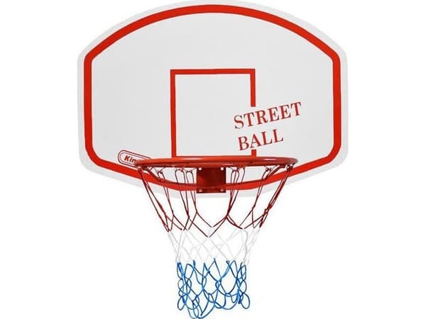 Koripallon taustalauta Kimet Street Ball+pyöreä valkoinen ja punainen