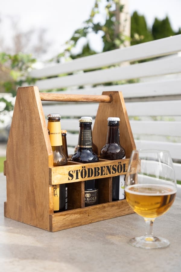 Trälåda "Stödbensöl" med kapsylöppnare
