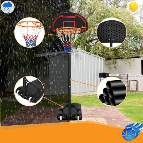 Utomhusbasketkorg för barn Justerbar höjd från 156 till 208 cm Mini basketkorg med hjul för barn