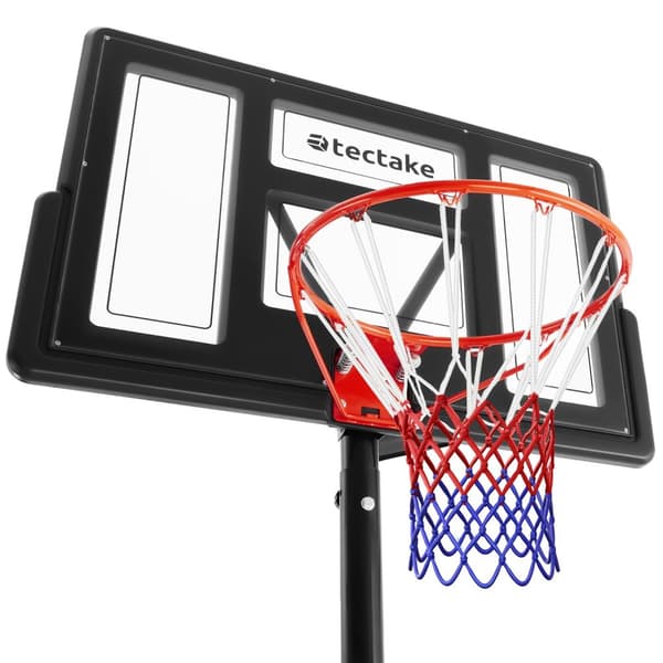 Basketballkurv Dirk, kurvhøjde 230 - 305 cm, med bold & pumpe - sort