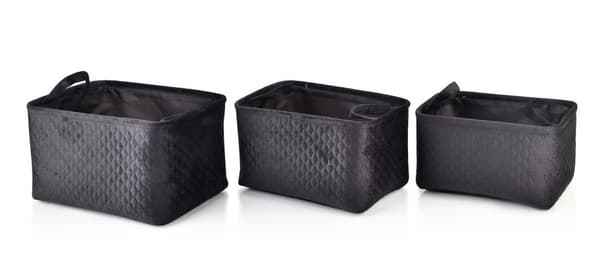 SARA SVART SET MED 3 KORGAR L38x26xh22cm, M34x23xh20cm, B30x20xh18cm