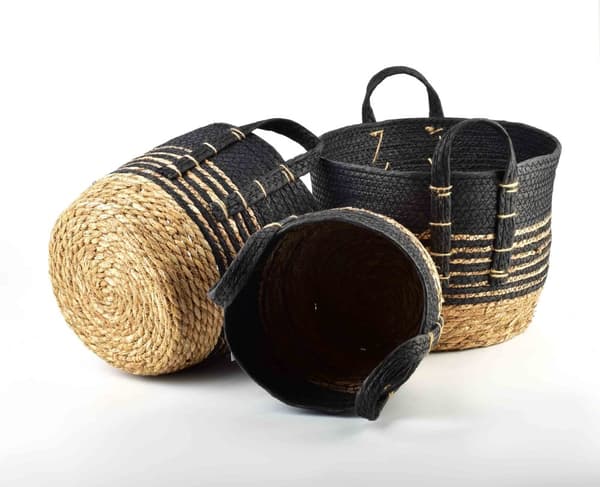 BALI Set med 3 sjögräskorgar 33x33xH:26/28x28xH:23/23x23xH:20cm