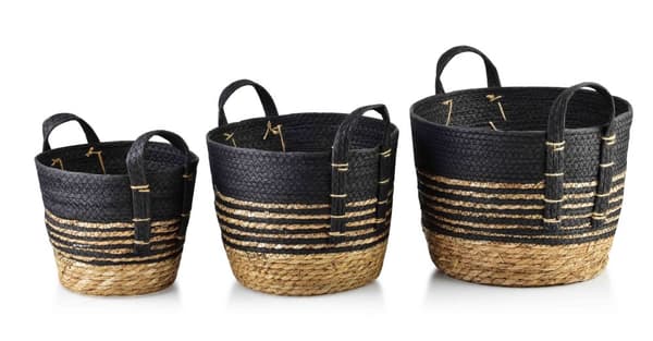 BALI Set med 3 sjögräskorgar 33x33xH:26/28x28xH:23/23x23xH:20cm