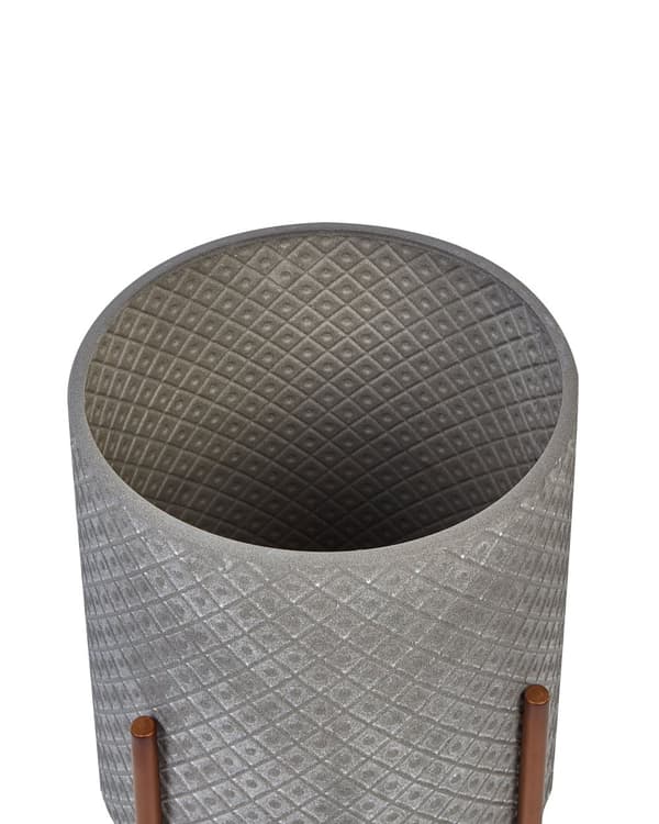 Blomkruka med Växtställ Grå Järn 31 x 31 x 52 cm Inomhus Utomhus Metall Blomma Modern Industriell Stående Kruka