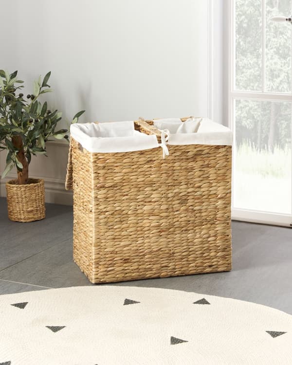Kori luonnonväri 50 x 30 cm vesihyasintti suorakulmainen käsintehty 2-osainen pyykkikori boho