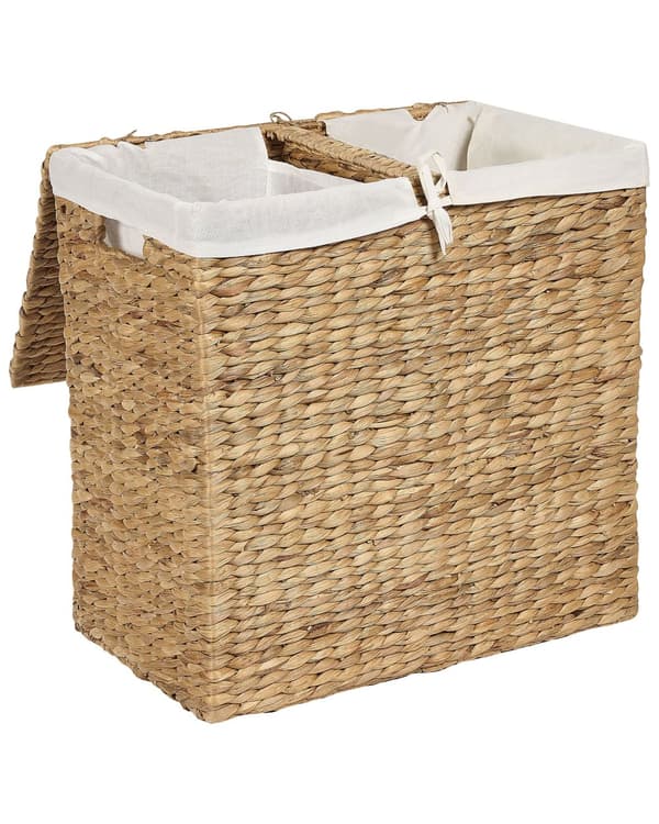 Kori luonnonväri 50 x 30 cm vesihyasintti suorakulmainen käsintehty 2-osainen pyykkikori boho