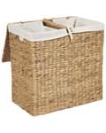 Pikkukuva 5 / 8: Kori luonnonväri 50 x 30 cm vesihyasintti suorakulmainen käsintehty 2-osainen pyykkikori boho