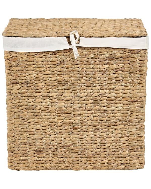 Kori luonnonväri 50 x 30 cm vesihyasintti suorakulmainen käsintehty 2-osainen pyykkikori boho