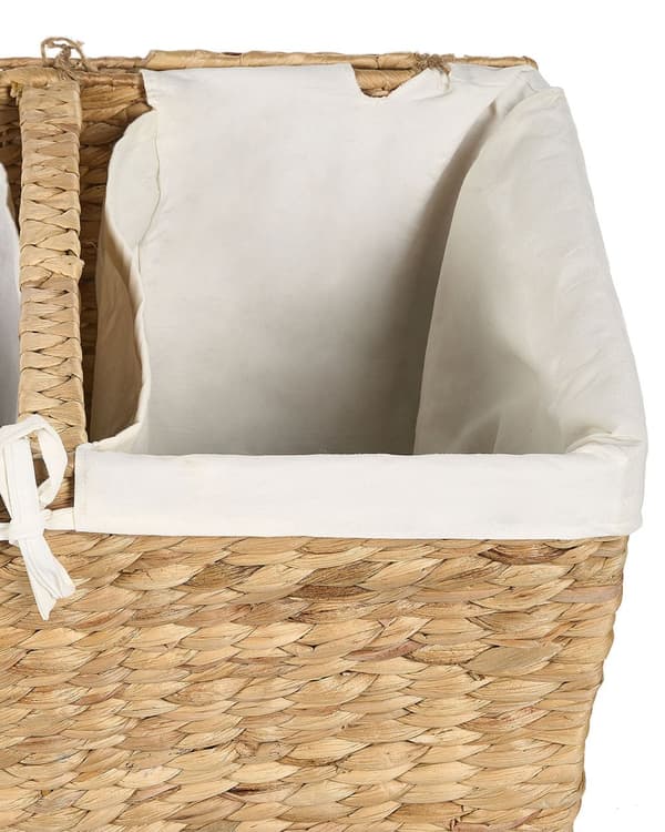 Kori luonnonväri 50 x 30 cm vesihyasintti suorakulmainen käsintehty 2-osainen pyykkikori boho