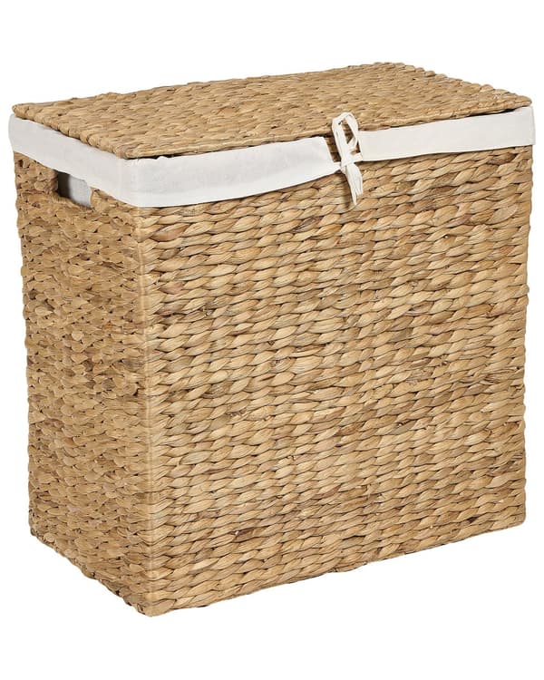 Kori luonnonväri 50 x 30 cm vesihyasintti suorakulmainen käsintehty 2-osainen pyykkikori boho