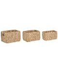 Miniatyrbilde 1 av 9: Sett med 3 oppbevaringskurver Lys vannhyasint Håndlaget med håndtak Hyllebokser Boho design