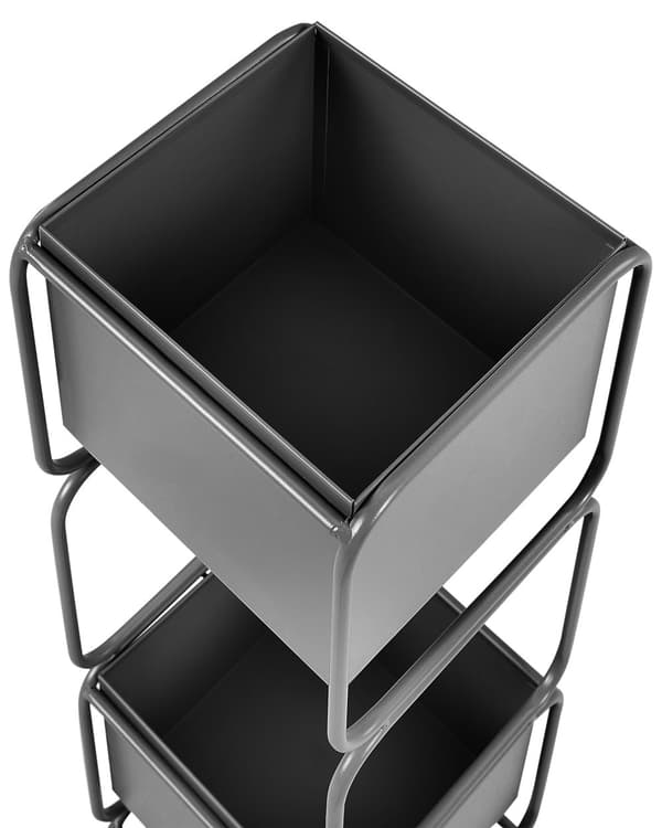 Blomkruka med Växtställ 2-våningar Svart Järn 20 x 20 x 75 cm Inomhus Metall Blomkruka Modern Industriell Stående