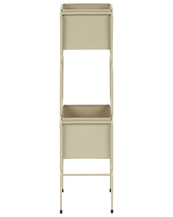 Blomkruka med Växtställ 2-våningar Beige Järn 20 x 20 x 75 cm Inomhus Metall Blomkruka Modern Industriell Stående