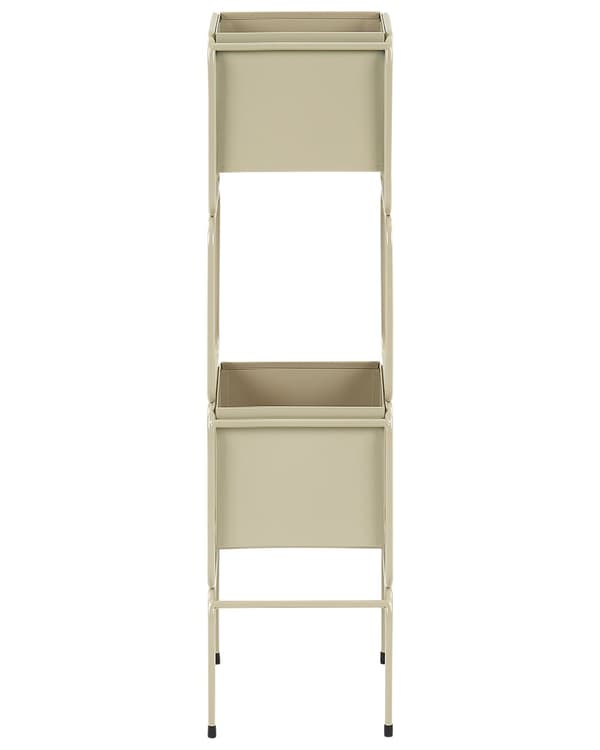 Blomkruka med Växtställ 2-våningar Beige Järn 20 x 20 x 75 cm Inomhus Metall Blomkruka Modern Industriell Stående