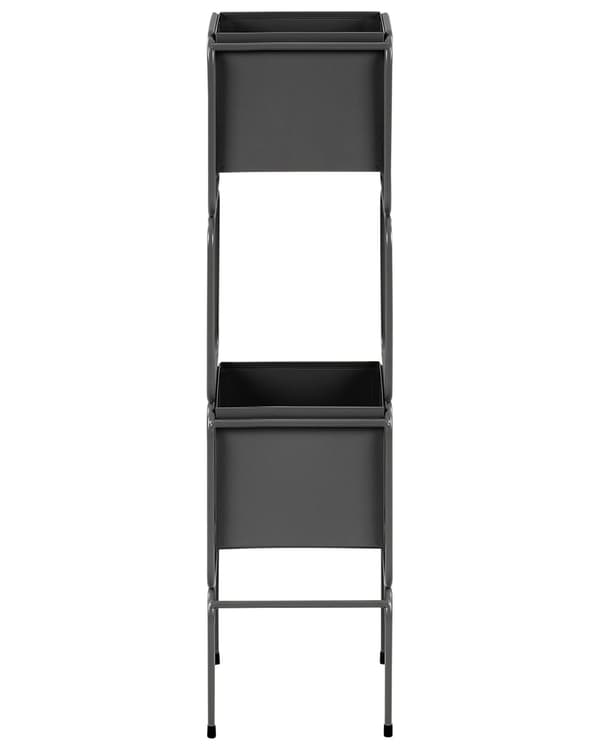 Kukkateline musta rauta 20 x 20 x 75 cm kaksitasoinen neliö sisäkäyttöön kahdella ruukulla moderni tyyli