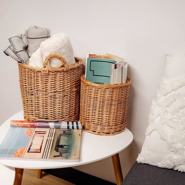 Creative Home Wicker Basket | 26 x 26 x 30 cm (+-- 2 cm) Blomkruka Förvaring | Flätad blomkruka | För frukt eller tvätt
