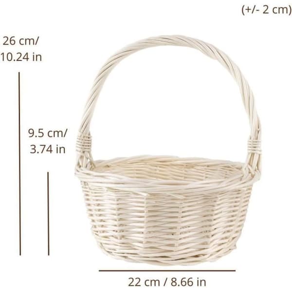 Creative Home Liten Vit flätad påskkorg | 22 x 22 x 26 cm (+-- 2 cm) | Handvävd | Frukt korg