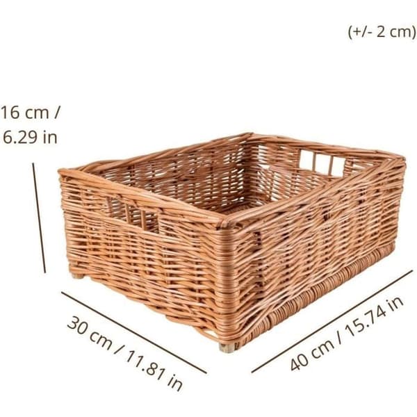 Flätad förvaringskorg - KREATIVT HEM - 40 x 30 x 16 cm - Brun - Halm - Flätning - Naturfiber