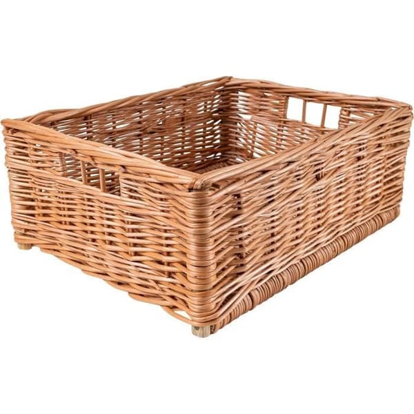 Flätad förvaringskorg - KREATIVT HEM - 40 x 30 x 16 cm - Brun - Halm - Flätning - Naturfiber
