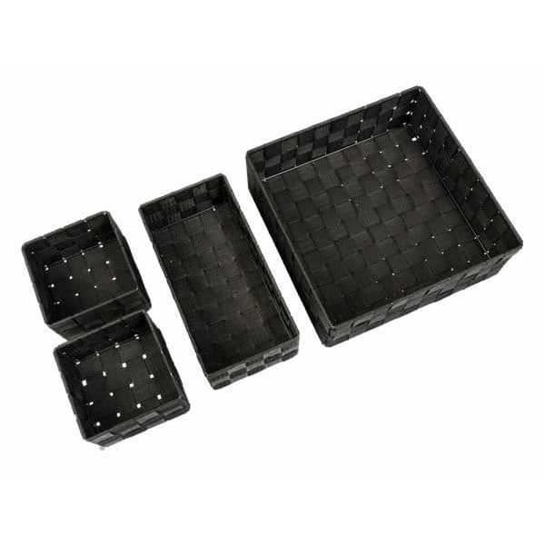 Adria Black Bath Trash, set med 4, dekorativ förvaring och organisation i storlekarna S, M och L för kök, badrum
