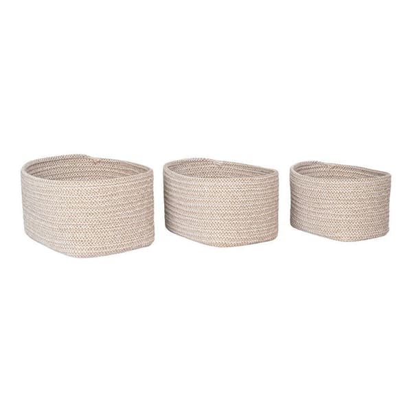 Set med 3 beige bomullskorgar