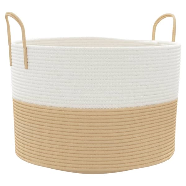 Förvaringskorg beige och vit Ø51x33 cm bomull