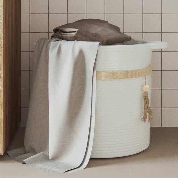 Förvaringskorg vit Ø38x36 cm bomull