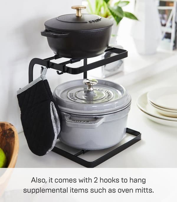 Yamazaki home - 5155 - Förvaringsställ | Stål | Grytställ, one size, svart