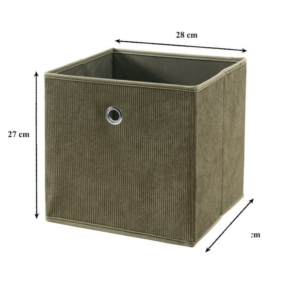 Vikbar kub i khaki manchestertyg - H27 cm
