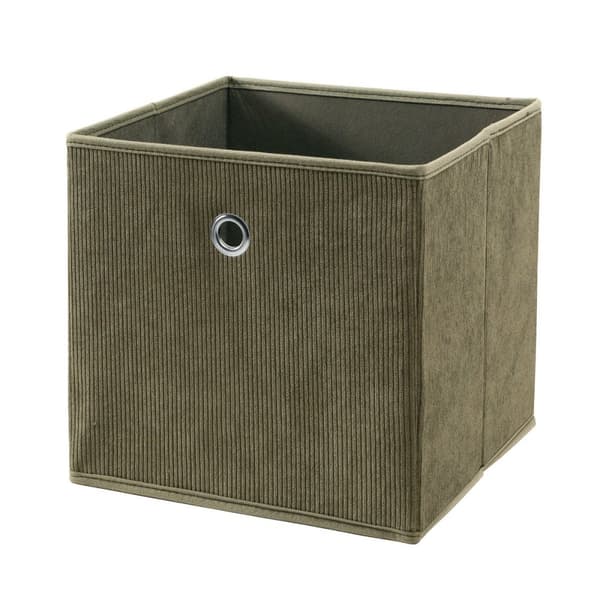 Vikbar kub i khaki manchestertyg - H27 cm
