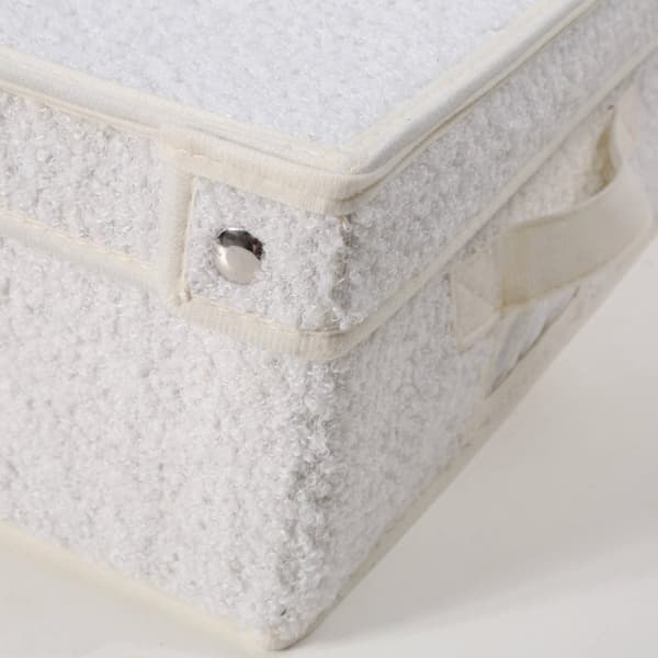 Förvaringslåda med lock i ecru frotté - L31,5 cm