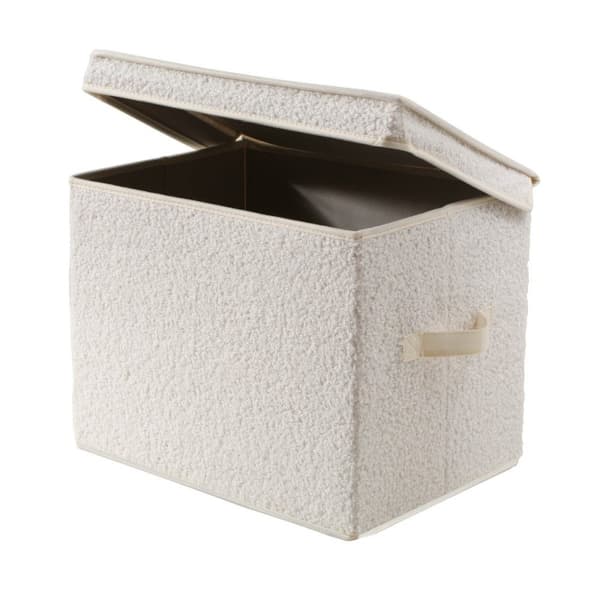 Hög förvaringslåda med ecru frottélock - H30 cm
