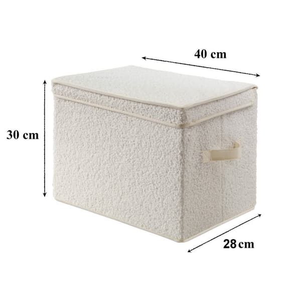 Hög förvaringslåda med ecru frottélock - H30 cm