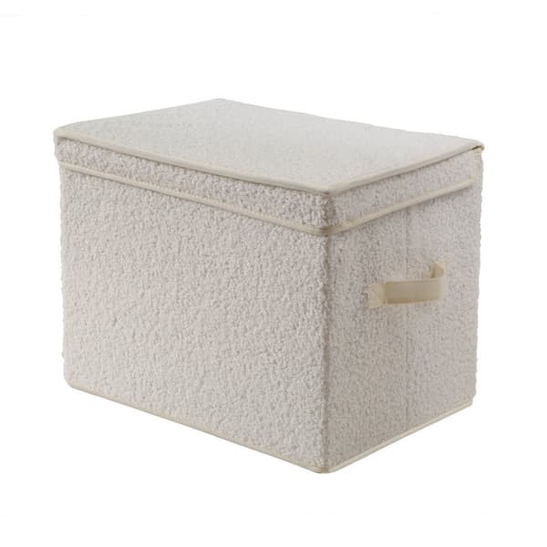 Hög förvaringslåda med ecru frottélock - H30 cm
