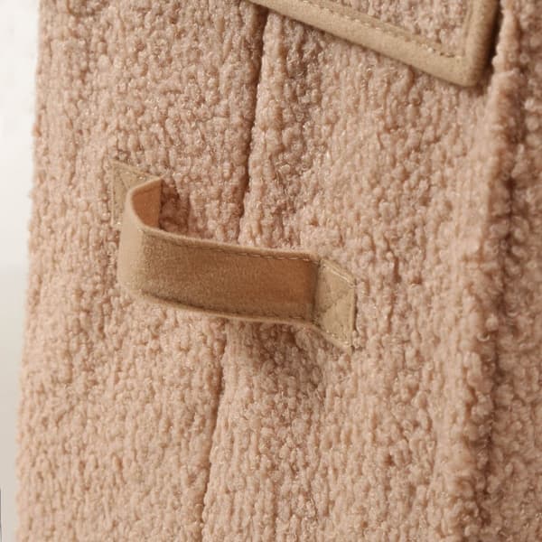 Hög förvaringslåda med beige frottélock - H30 cm