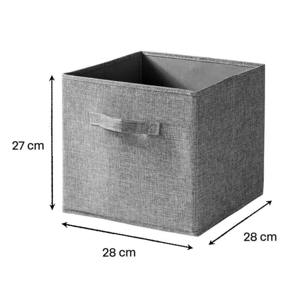 Cube pliable tissu effet lin gris - H27 cm