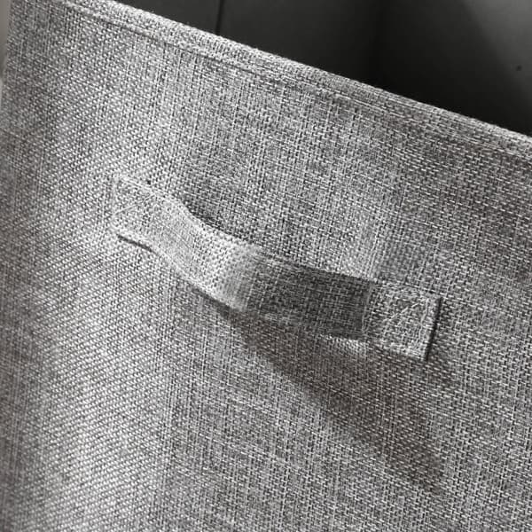 Cube pliable tissu effet lin gris - H27 cm