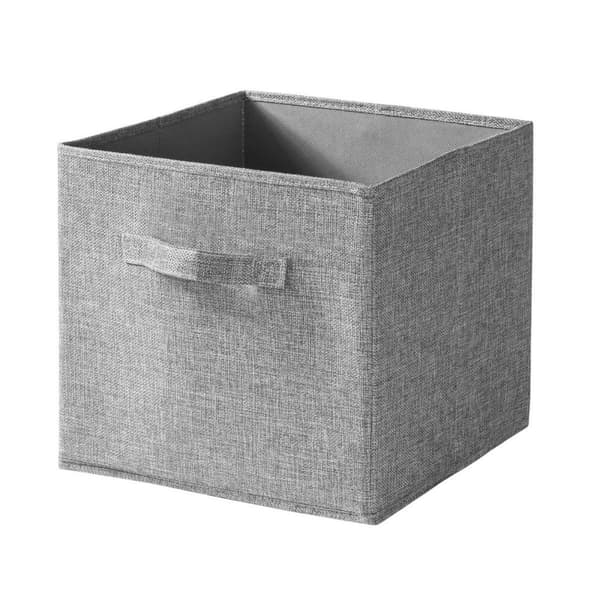 Cube pliable tissu effet lin gris - H27 cm