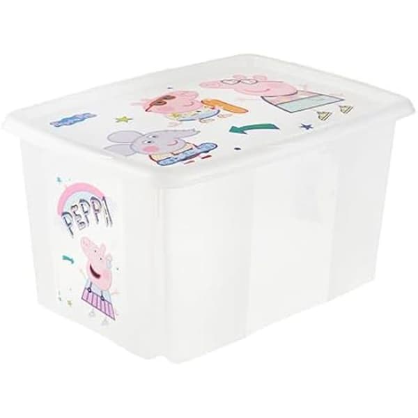 Förvaringslåda - KEEEPER - Peppa Pig - 45 L - Naturligt transparent - Stapelbar och svängbar