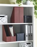 Miniatyrbild 2 av 9: Set med 4 Pärmhållare Röd konstläder MDF-ram Handgjorda Dokumenthållare Hemtillbehör Liten Förvaring Vardagsrum Kontor
