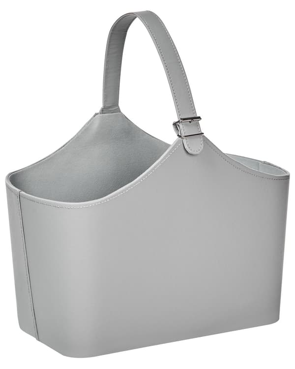 Oppbevaringskurv i Grått Kunstskinn Håndlaget med Håndtak Magasinholder Tradisjonell Ructic Design