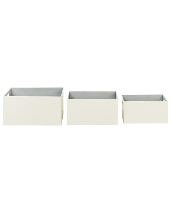 Sett med 3 oppbevaringskurver i beige Kunstskinn Håndlaget Håndtak Hylleboks Moderne design
