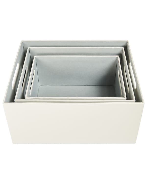Sett med 3 oppbevaringskurver i beige Kunstskinn Håndlaget Håndtak Hylleboks Moderne design