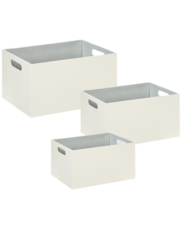Sett med 3 oppbevaringskurver i beige Kunstskinn Håndlaget Håndtak Hylleboks Moderne design